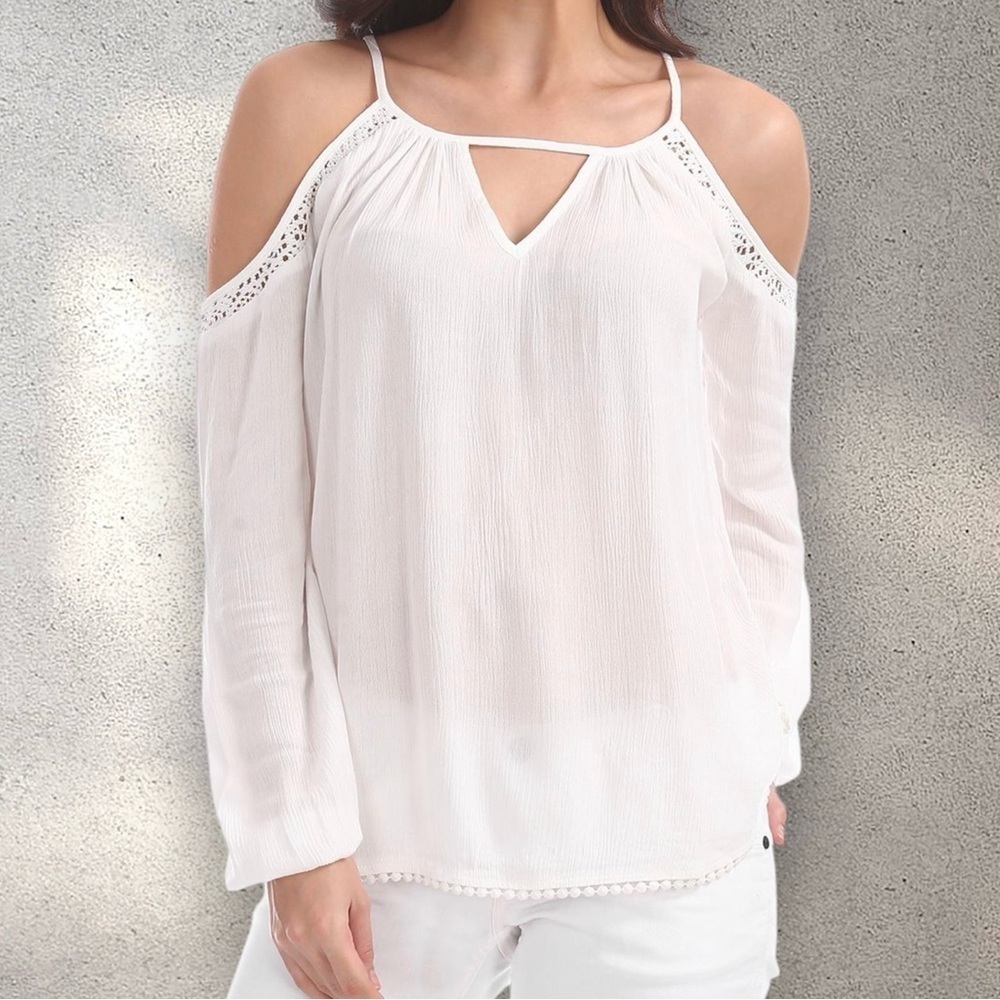 Aeropostale Long Sleeve Lace Trim Peasant Babydoll Shirt Y2K
